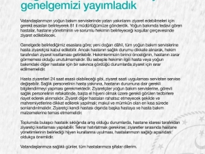 Yoğun Bakımdaki Hastalar Ziyaret Edilebilecek