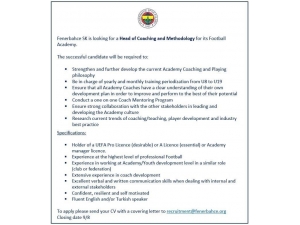 Comolli Altyapı Hocası İçin İlan Verdi