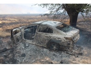 Arazide Yangın Çıktı, Başkanın Makam Aracı Da Kül Oldu