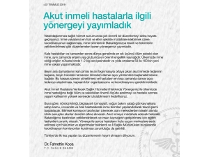 Akut İnmeli Hastalara Verilecek Sağlık Hizmetleri Hakkında Yönerge Yayımlandı