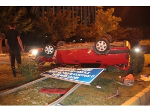 Takla Atan Otomobilden Yara Almadan Kurtuldular