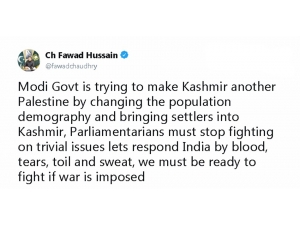 Pakistanlı Bakan Çaudri: “Hindistan, Keşmir’i Filistin’e Dönüştürmeye Çalışıyor”