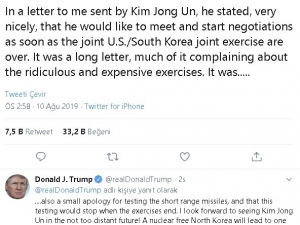 Abd Başkanı Trump: "Kim Jong Un’u Görmeyi Dört Gözle Bekliyorum”