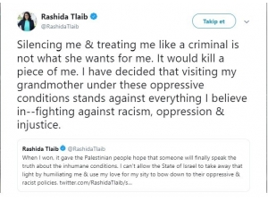Kongre Üyesi Rashida Tlaib’den İsrail Kararı