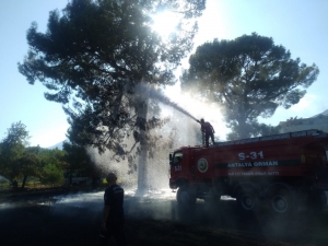 Antalya’da Antik Kentte Yangın Çıktı