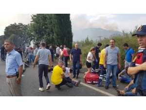 Aydın’da Devrilen Servis Otobüsü Alev Aldı: 20’si Ağır 45 Yaralı