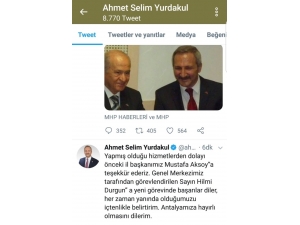 Mhp Antalya İl Başkanlığına Hilmi Durgun Getirildi