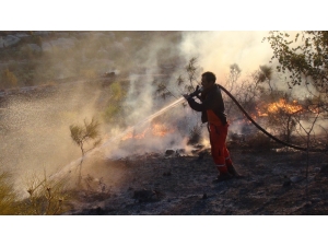 Silifke’de Otluk Alanda Çıkan Yangın Evleri Teğet Geçti