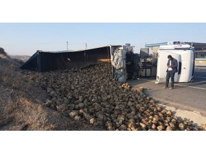 Tır Devrildi, Dorsedeki Ürünler Su Kanalına Saçıldı: 1 Yaralı