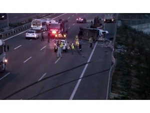 Kuzey Marmara Otoyolunda Minibüs Devrildi: 2 Yaralı