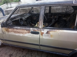 Elektrik Kontağından Çıkan Yangın Arabayı Kül Etti