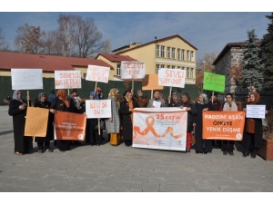 Kars’ta, Ak Kadınlar, Kadına Yönelik Şiddete Turuncu Çizgi Çekti