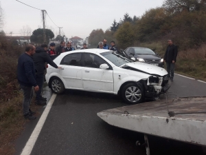 Kavgan Yolda Kaydı Su Kanalına Girdi