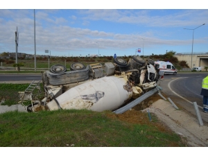 Tekirdağ’da Beton Mikseri Devrildi: 1 Yaralı