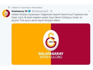 Kayserispor Kulüp Başkanı Berna Gözbaşı’ya Tebrik Yağıyor