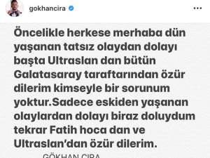 Gökhan Çıra, Fatih Terim’den Özür Diledi