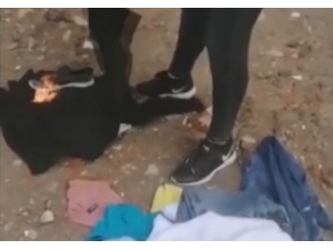 Kendisini Aldattığını İddia Ettiği Kocasının Eşyalarını Yakıp Görüntüleri Sosyal Medyada Paylaştı