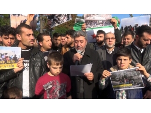 Hatay’da Suriyeliler İdlib’deki Saldırıları Protesto Etti
