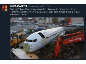 İstanbul’da Pistten Çıkan Uçağa Yomra Belediyesinden Esprili Gönderme