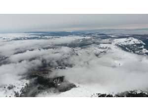 Sinop’ta Kar Yağışı Havadan Görüntülendi