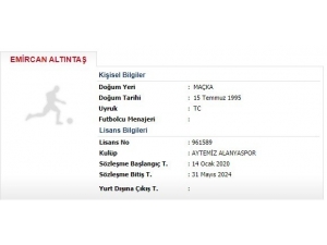 Alanyaspor, Ümraniyespor’dan Kadrosuna Kattığı Emircan Altıntaş’ın Lisansını Çıkardı.