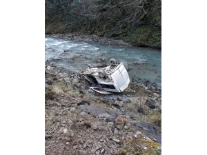 Minibüs Dereye Yatağına Devrildi: 1 Yaralı