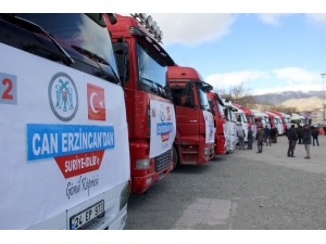 Erzincan’dan İdlib’e 20 Tır Yardım Malzemesi Gönderildi