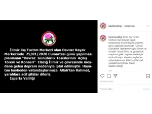 Elazığ Depremi Nedeniyle Davraz’daki Açılış Töreni İptal Edildi