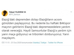 Samsunspor Maçının Geliri Depremzedelere