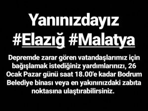 Bodrum Belediyesi Elazığ’a Yardım İçin Harekete Geçti