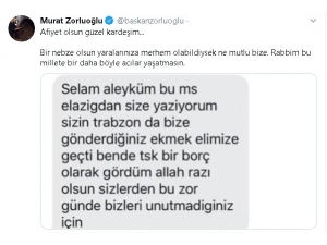 Trabzon’dan Elazığ’a Gönderilen Ekmek İçin Başkan Zorluoğlu’na Teşekkür
