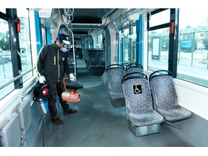 Konya’da Toplu Ulaşım Araçları Dezenfekte Ediliyor