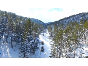 Dumanlı Tabiat Parkında Karla Mücadele Çalışmaları Havadan Görüntülendi