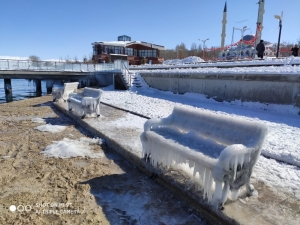 Van Gölü Sahilleri Buz Kesti