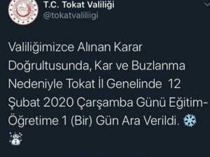 Sahte Hesapla İl Genelinde Kar Tatili İlan Ettiler