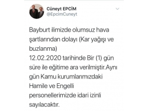 Bayburt Genelinde Kar Tatili