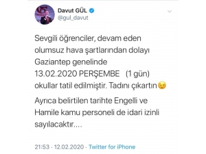 Gaziantep’te Okullara Kar Tatili