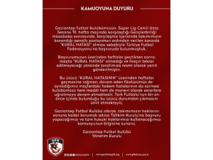 Gaziantep Fk’dan Tff’ye Sert Tepki