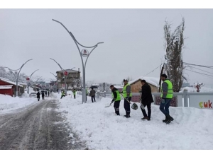 Çukurca Belediyesinden Kar Temizleme Çalışması