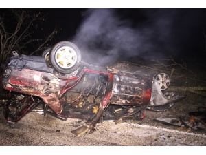 Çan’da Takla Atan Araç Alev Aldı: 1 Ağır Yaralı