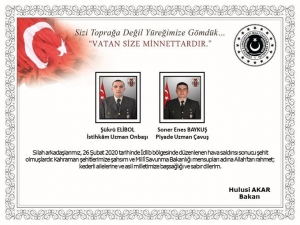 Msb: "İdlib’te 2 Asker Şehit Oldu, 2 Asker Yaralandı"