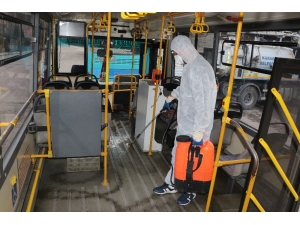 Özel Halk Otobüsleri Korona Virüse Karşı Dezenfekte Ediliyor