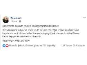 Nevşehir’den Avrupa’ya Gitmek İsteyen Mültecilere Ücretsiz Servis