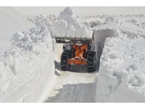 Kar Kalınlığı 7 Metreyi Buldu, İş Makineleri 20 Gündür Yolu Açmaya Çalışıyor