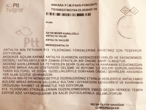 Cumhurbaşkanı Erdoğan Antalya’nın Fethi’nin 813. Yıl Dönümünü Kutladı