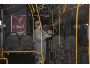 Mersin’de Otobüsler Dezenfekte Ediliyor