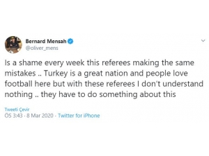 Bernard Mensah Hakemleri Suçladı