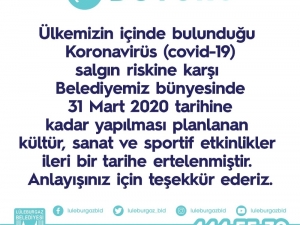 Lüleburgaz’da Etkinliklere Korona Virüs Ertelemesi