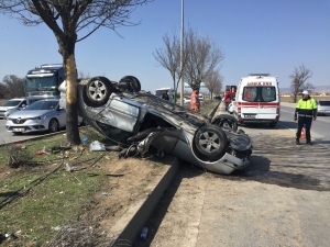 İş Makinesine Çarpan Otomobil Takla Attı: 1 Ölü