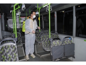 116 Toplu Taşıma Aracı Tek Tek Dezenfekte Edildi